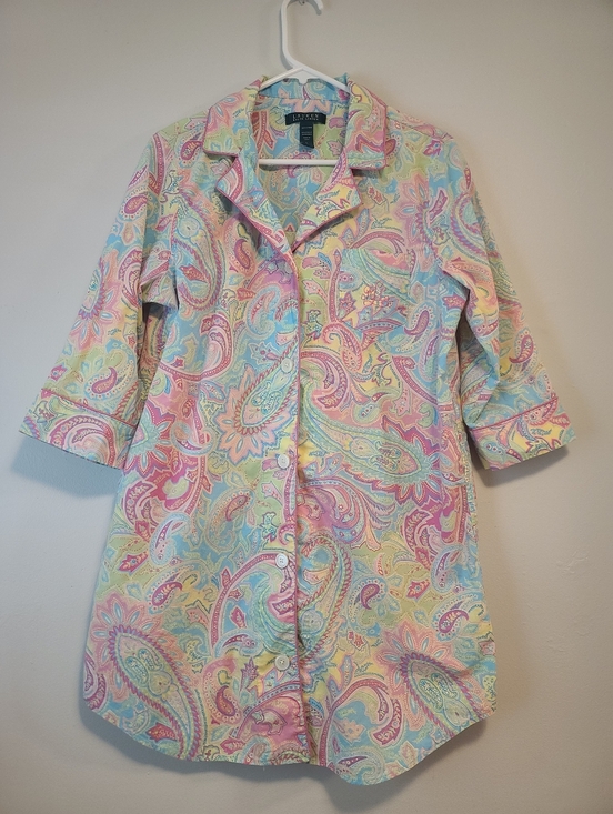 Lauren Ralph Lauren Other - Lauren Ralph Lauren Sleep Shirt Pastel Paisley 100% Cotton Pajama Size L